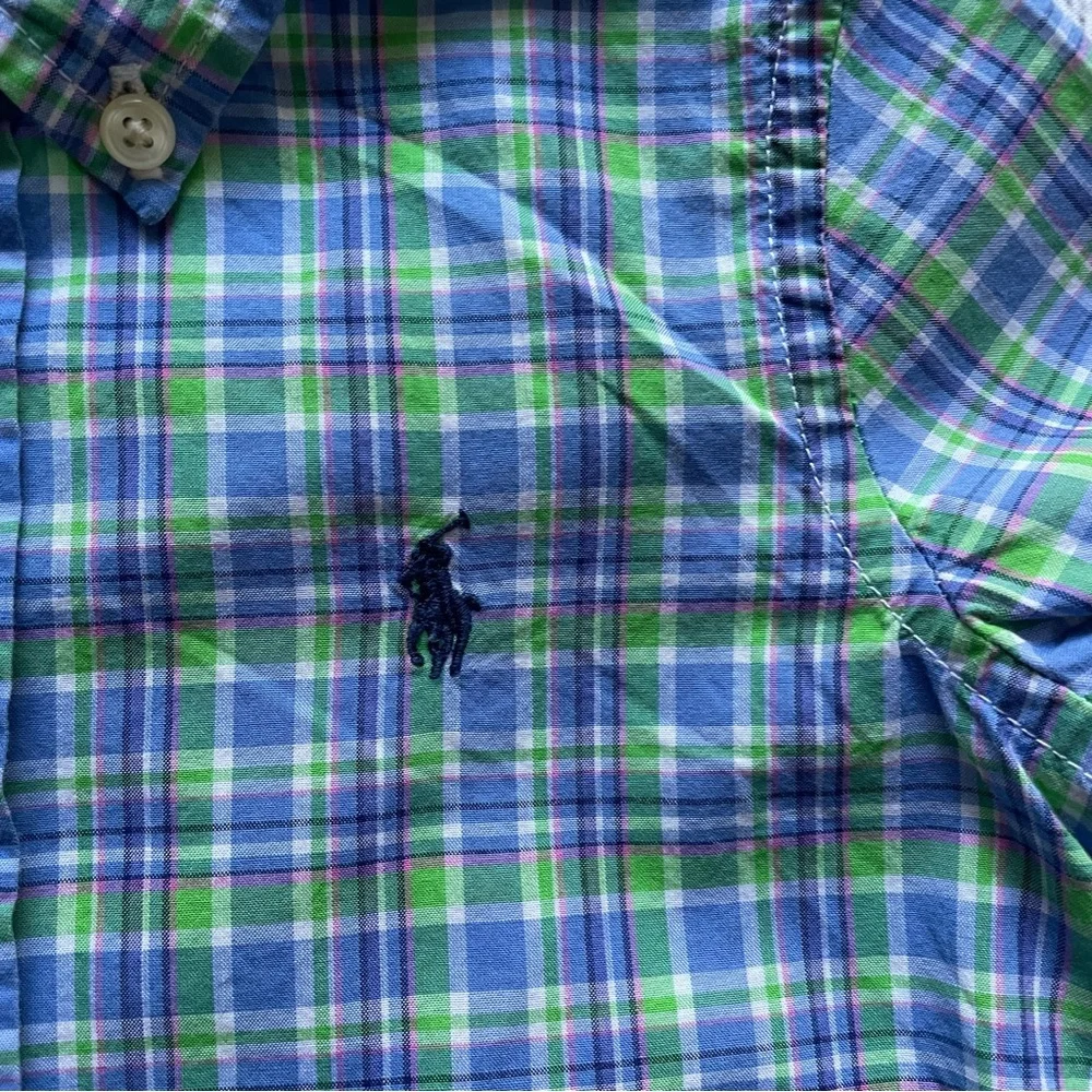 Ralph Lauren Blue & Green Plaid Short Sleeve Button Down Size 18 months